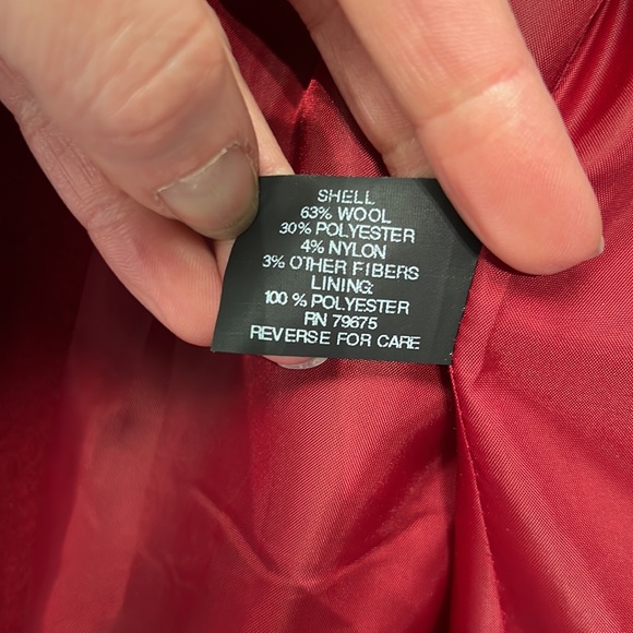 Anne Klein Single Breasted Red Wool Coat with Scarf - size Small - Picture 10 of 16